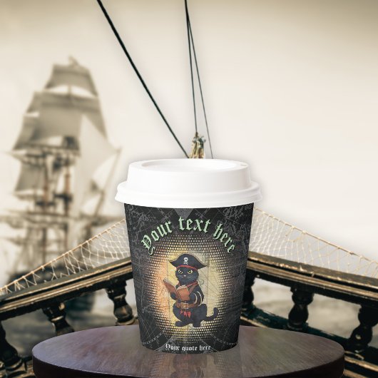 Merkwürdige Piratenkatze entziffert alte Geheimnis Pappbecher