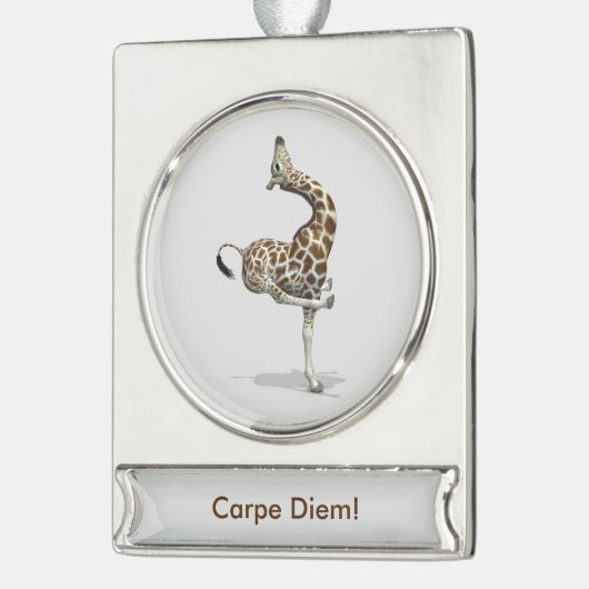 Merkwürdige Sportive Giraffe Banner-Ornament Silber (Links)