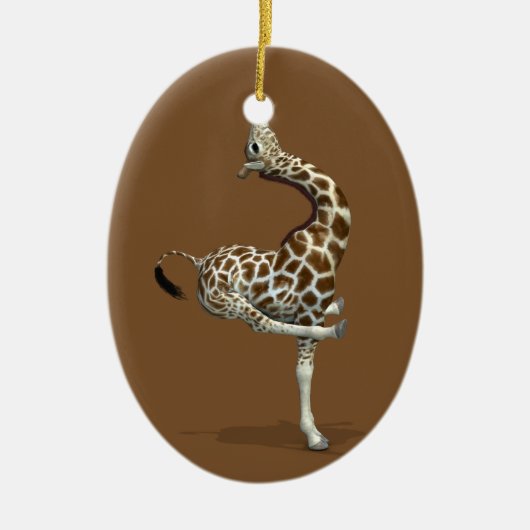 Merkwürdige Sportive Giraffe Keramik Ornament (Vorne)