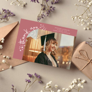 Merkwürdige Sterne Rosa Abschlussfoto Danke Ankündigung