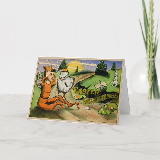 Merkwürdige Vintage Osterkarte Feiertagskarte (Vorderseite)