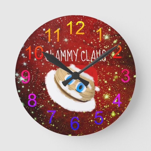 Merkwürdige Weihnachts-Clammy Claus Wall Clock Runde Wanduhr (Vorderseite)