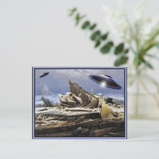 Merkwürdiger Planet - UFO-Besuch Postkarte (Stehend Vorderseite)