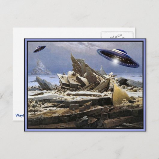 Merkwürdiger Planet - UFO-Besuch Postkarte (Vorne/Hinten)