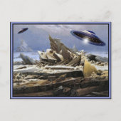 Merkwürdiger Planet - UFO-Besuch Postkarte (Vorderseite)