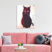 Merkwürdiger schwarzer Cat-Leinwand Leinwanddruck (Insitu (Wohnzimmer))