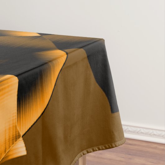 Merkwürdiges Gewirr verbrannter Bänder, orange und Tischdecke (Beispiel)