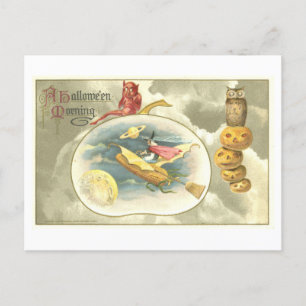 Merkwürdiges Vintages Halloween Hexenkarte Postkarte