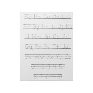 Merkzettel für Alphabet- und Zahlendarstellung Notizblock