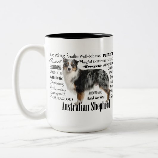 Merle Australian Shepherd Zweifarbige Tasse (Links)