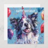 Merle Border Collie Birthday Karte (Vorne/Hinten)