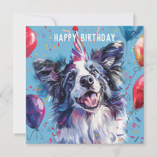 Merle Border Collie Birthday Karte (Vorderseite)