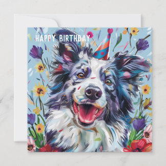 Merle Border Collie Birthday Karte