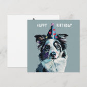 Merle Border Collie Birthday Karte (Vorne/Hinten)