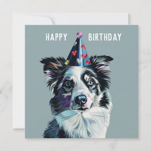 Merle Border Collie Birthday Karte (Vorderseite)