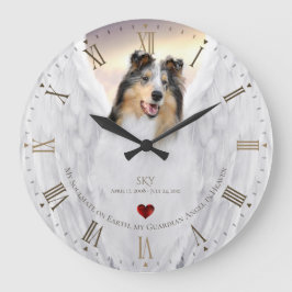 Merle Collie Angel Memorial, Golden Roman Dial - Große Wanduhr