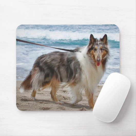 Merle Collie Dog am Strand Mousepad (Mit Mouse)