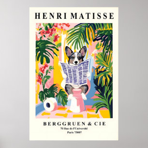 Merle Corgi auf einer Toilette Druck - Matisse Bad Poster