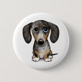 Merle Dapple Dackel Niedliche Dackel Dog Button (Vorderseite)