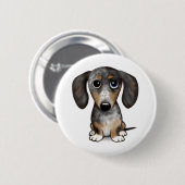 Merle Dapple Dackel Niedliche Dackel Dog Button (Vorne & Hinten)