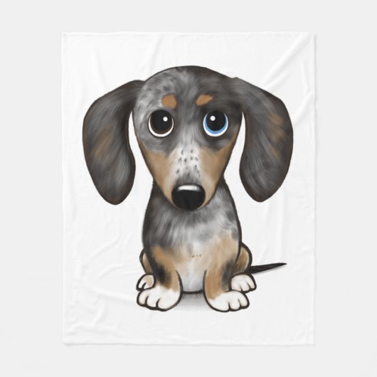 Merle Dapple Dackel Niedliche Dackel Dog Fleecedecke (Vorderseite)