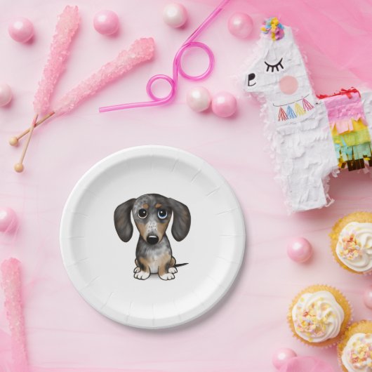Merle Dapple Dackel Niedliche Dackel Dog Pappteller (Party)
