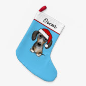 Merle Dapple Dackel Santa Niedlich Dog Kleiner Weihnachtsstrumpf (Vorderansicht (hängend))