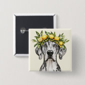Merle Great Dane Dog Lemon Crown Button (Vorne & Hinten)