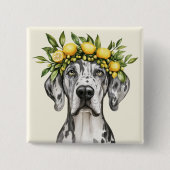 Merle Great Dane Dog Lemon Crown Button (Vorderseite)