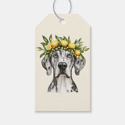 Merle Great Dane Dog Lemon Crown Geschenkanhänger (Vorderseite)