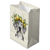 Merle Great Dane Dog Lemon Crown Mittlere Geschenktüte (Vorderseite Schrägansicht)