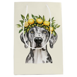 Merle Great Dane Dog Lemon Crown Mittlere Geschenktüte