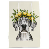 Merle Great Dane Dog Lemon Crown Mittlere Geschenktüte (Rückseite)