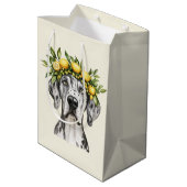 Merle Great Dane Dog Lemon Crown Mittlere Geschenktüte (Rückseite Schrägansicht)