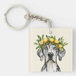 Merle Great Dane Dog Lemon Crown Schlüsselanhänger