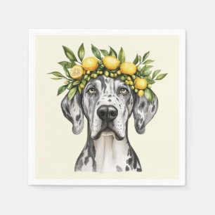 Merle Great Dane Dog Lemon Crown Serviette