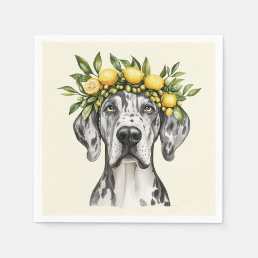 Merle Great Dane Dog Lemon Crown Serviette (Vorderseite)