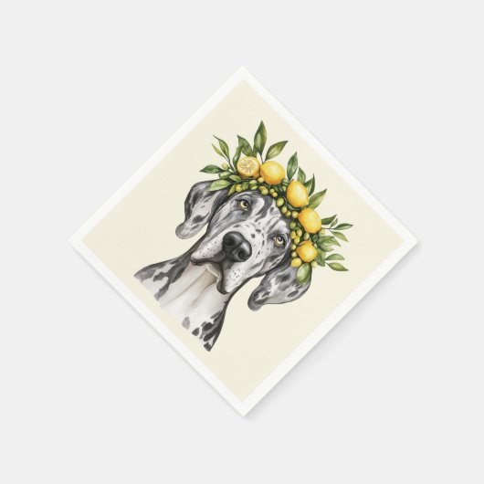 Merle Great Dane Dog Lemon Crown Serviette (Ecke)