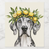 Merle Great Dane Dog Lemon Crown Weinetikett (Einzelnes Label)