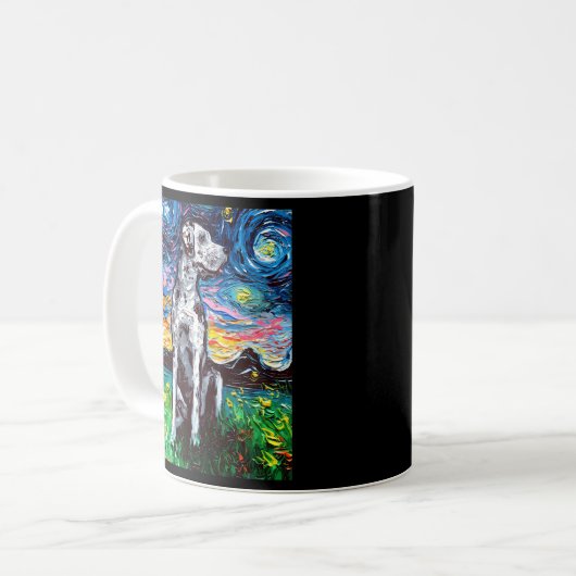 Merle Great Dane Starry Night Impressionist Hund b Kaffeetasse (Vorderseite Links)