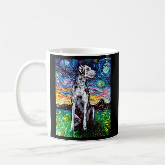 Merle Great Dane Starry Night Impressionist Hund b Kaffeetasse (Links)