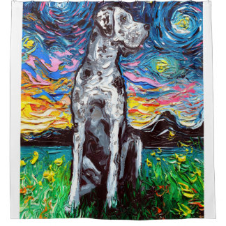Merle Great Dane Starry Night Impressionist Hund Duschvorhang