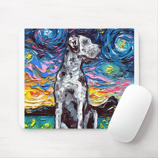 Merle Great Dane Starry Night Impressionist Hund Mousepad (Mit Mouse)