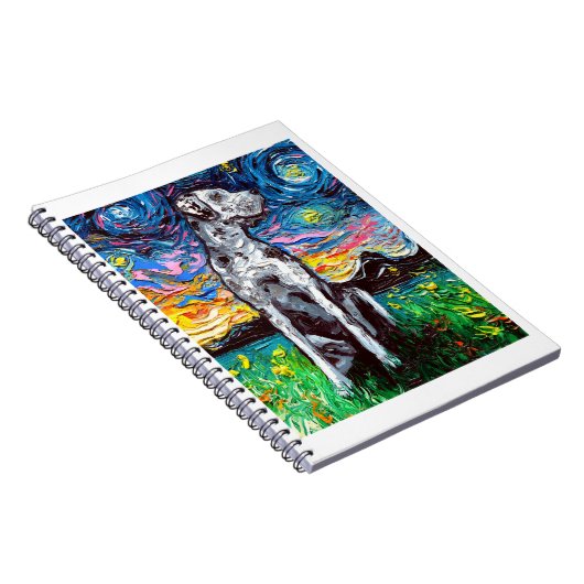Merle Great Dane Starry Night Impressionist Hund Notizblock (Rechte Seite)