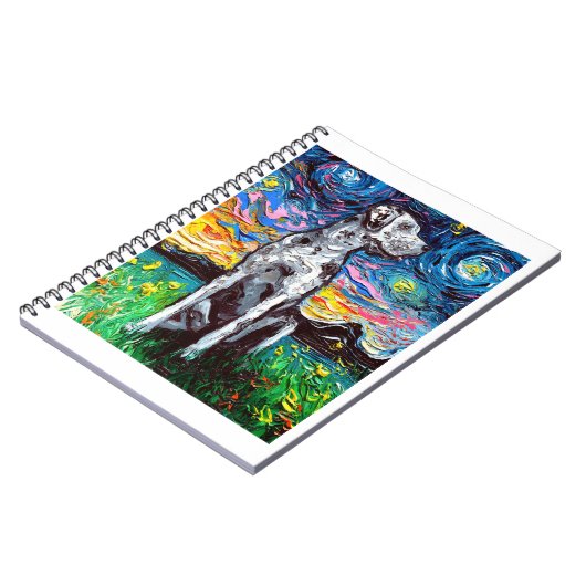Merle Great Dane Starry Night Impressionist Hund Notizblock (Linke Seite)