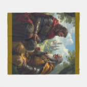 Merlin and King Arthur at Camelot Fleece Blanket (Vorderseite (Horizontal))