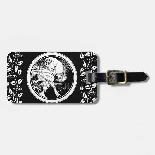 Merlin Art Nouveau Fantasy Gepäckanhänger (Vorderseite horizontal)