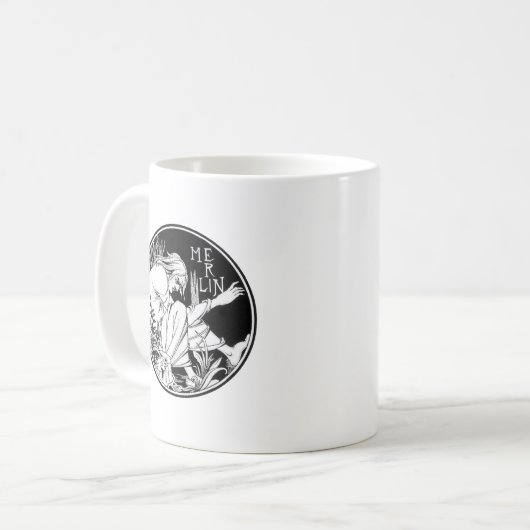 Merlin Art Nouveau Fantasy Kaffeetasse (Vorderseite Links)