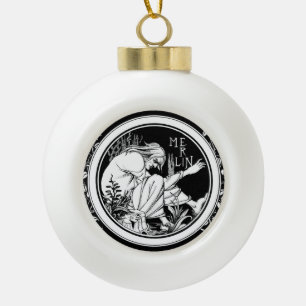 Merlin Art Nouveau Fantasy Keramik Kugel-Ornament