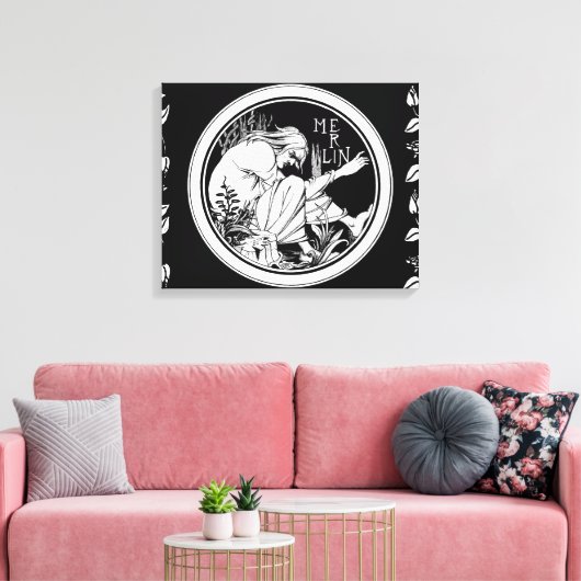 Merlin Art Nouveau Fantasy Leinwanddruck (Insitu (Wohnzimmer))